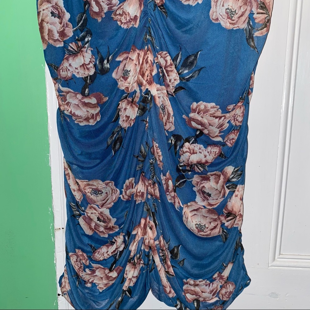 Charlotte Russe Blue Dress with Pink Floral Design - Picture 7 of 10